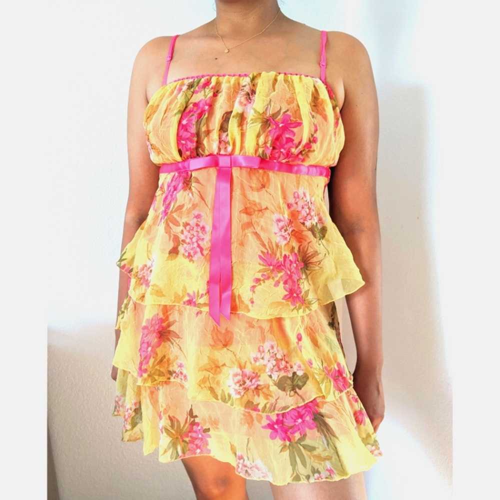 Rampage Floral Ruffle Tier Y2K Dress